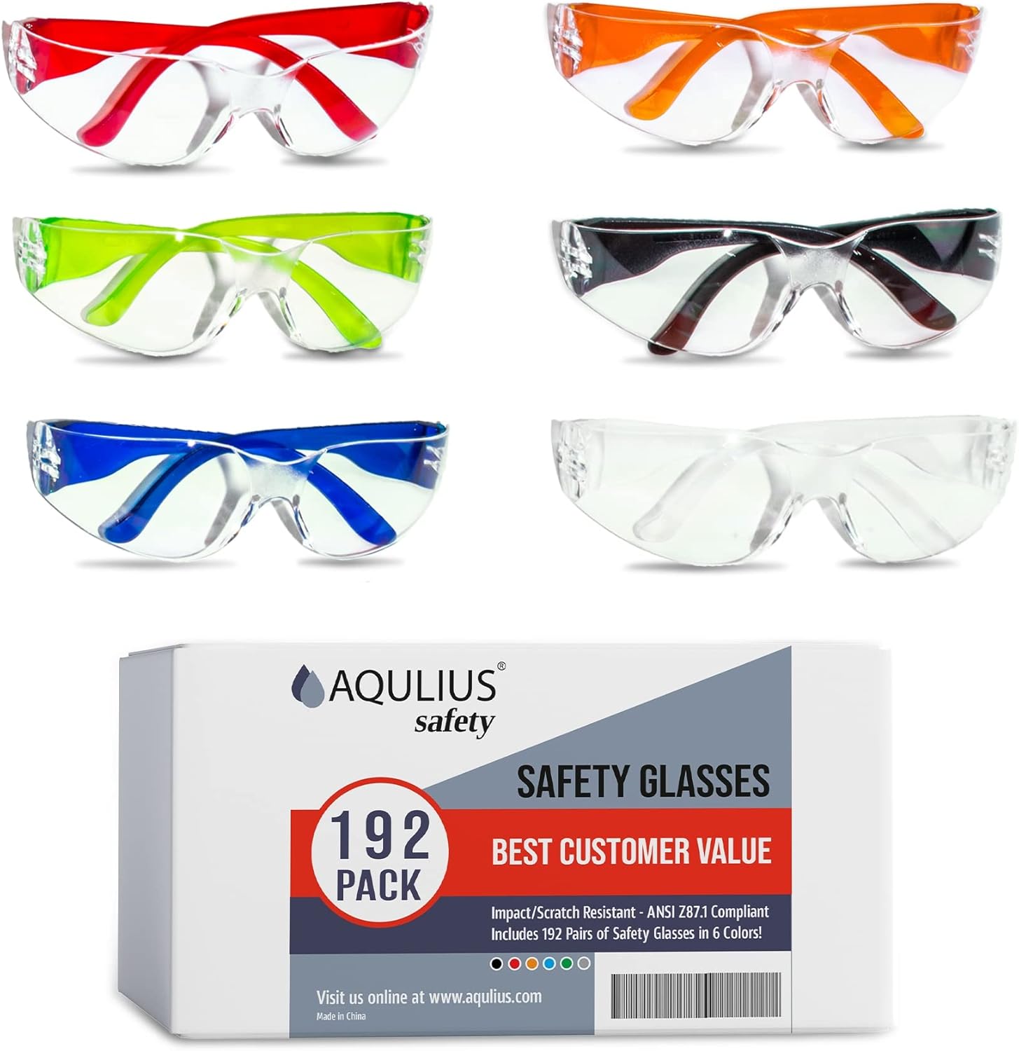 Aqulius 24 Bulk Safety Glasses for Men & Women ANSI Z78.1
